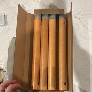 Set of 4 Natural Wood Furniture Legs with Light Green Caps - play chair legs